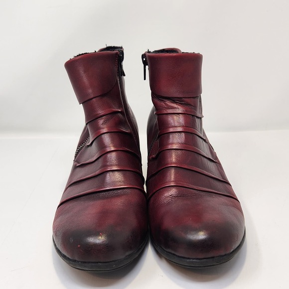 Remonte Womens Fleece Lined Burgundy Leather Ankle Boots Booties Size 40 US 8.5 - Picture 3 of 10